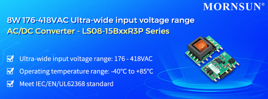 Seria LS08-15BxxR3P Konwerter AC/DC 8W 176-418Vac 